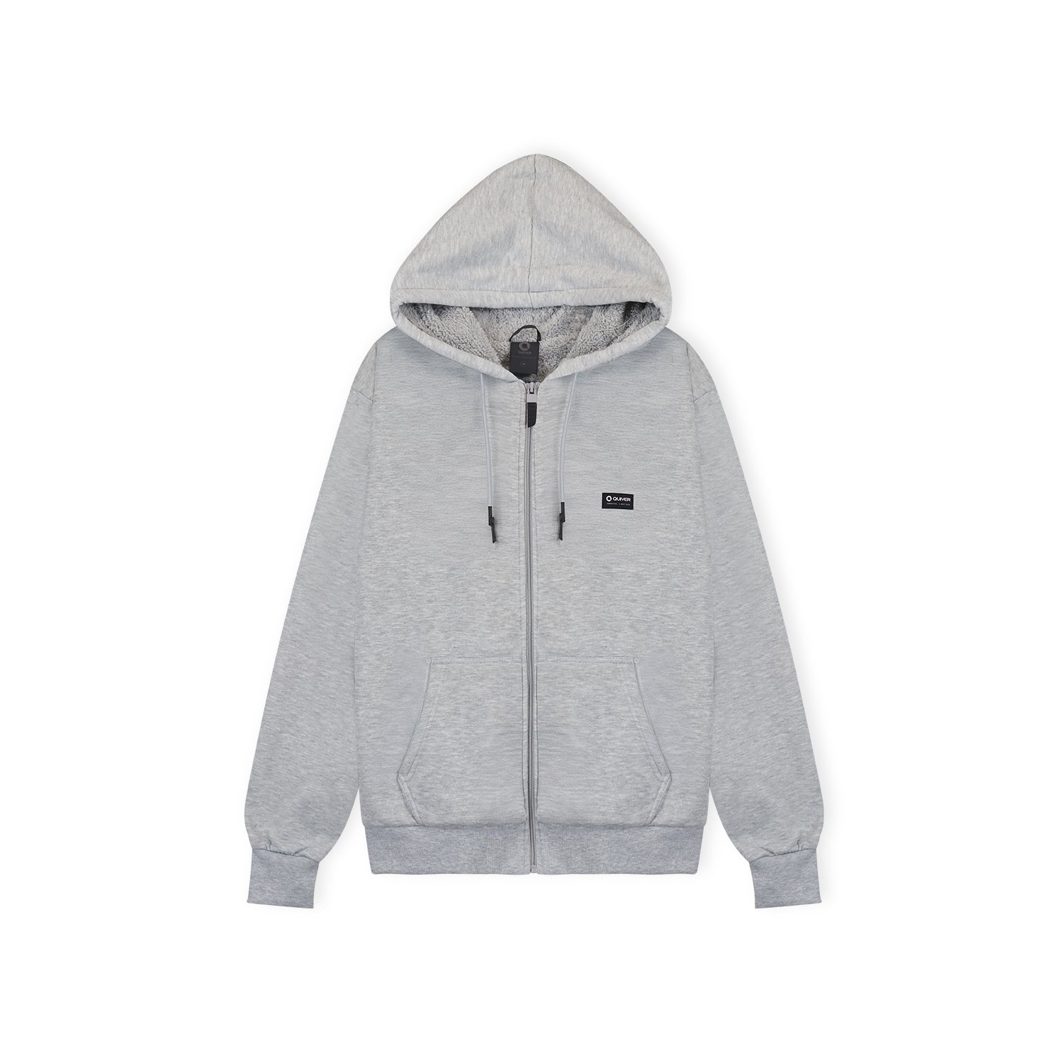 Blusa Quiver Moletom Canguru Ziper - Cinza