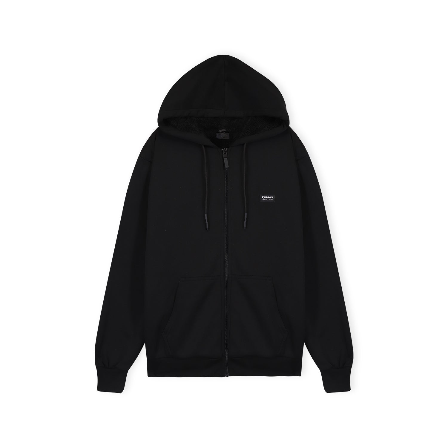 Blusa Quiver Moletom Canguru Ziper - Preto