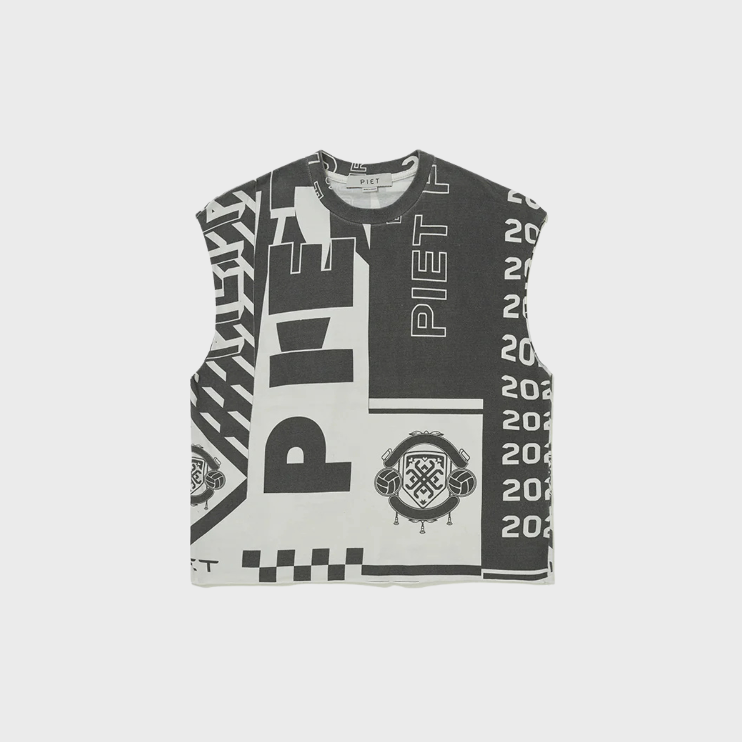 Camiseta Regata Scarves Oversized Raw Edge Tank Top - Black and White