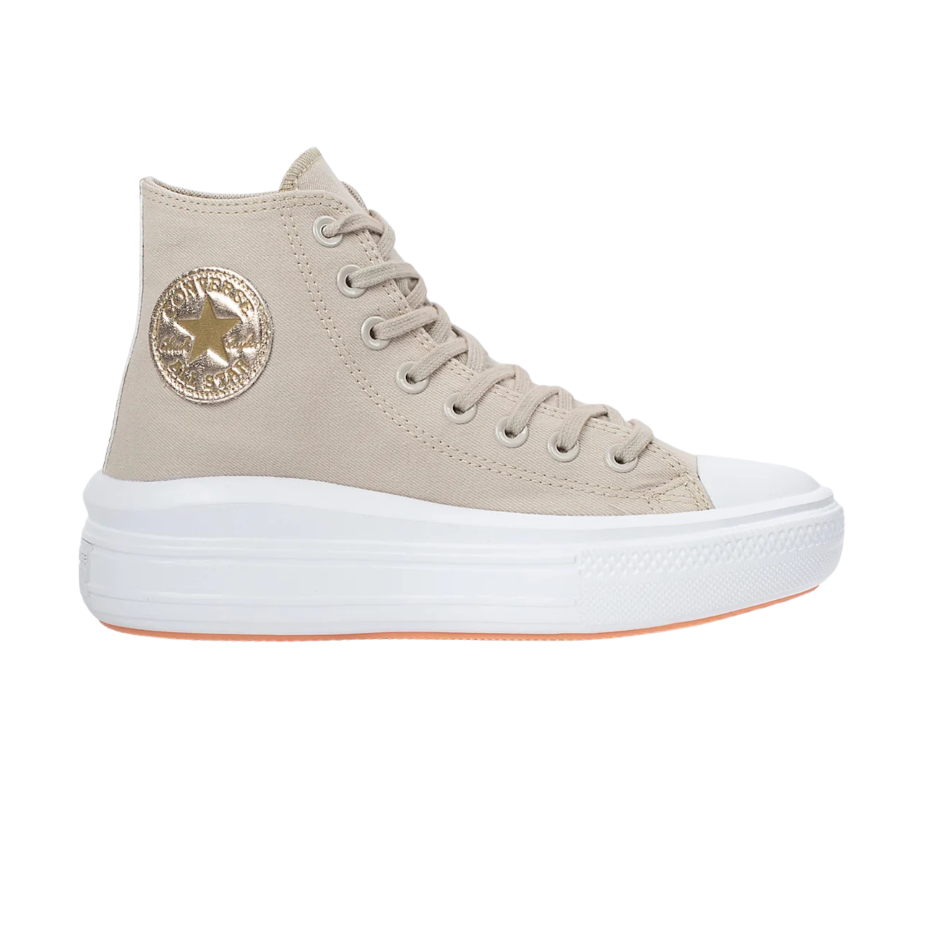 Tênis Converse Chuck Taylor All Star Move Hi Authentic Glam Bege Ouro - CT16220001